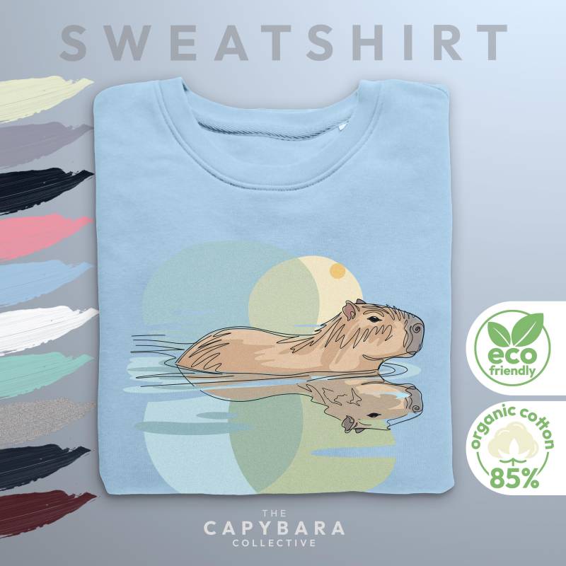 Pullover Mit Capybara Aquarell Design | 85% Nachhaltige Bio Baumwolle Unisex Schnitt Geschenk Für Tierfreunde Kunst Druck von CapybaraCollectiveDE