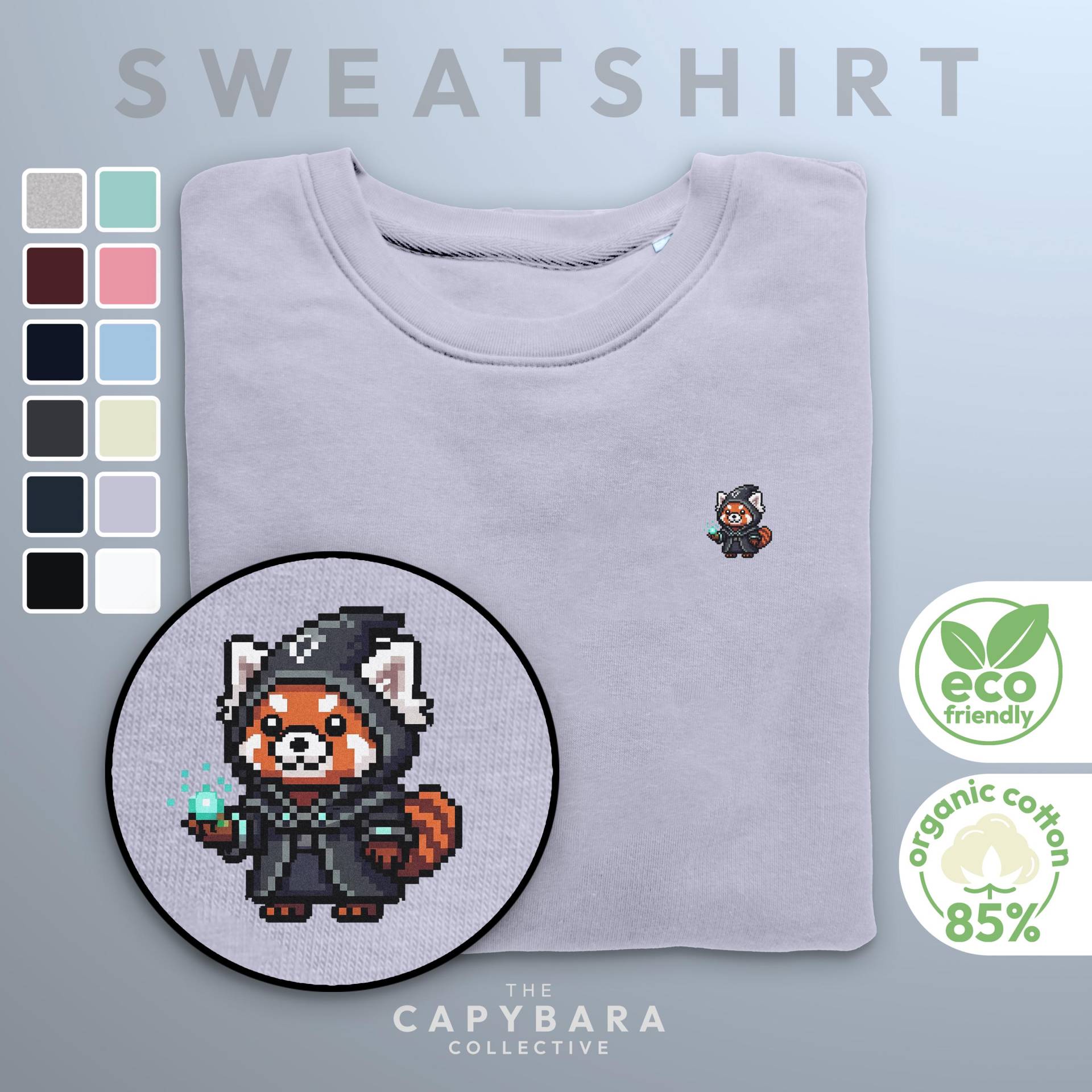 Roter Panda Hexenmeister Sweatshirt, Bedruckter Fantasy Pullover, Bio-Baumwolle, D&d Geschenk, Rpg Nerd Crewneck von CapybaraCollectiveDE