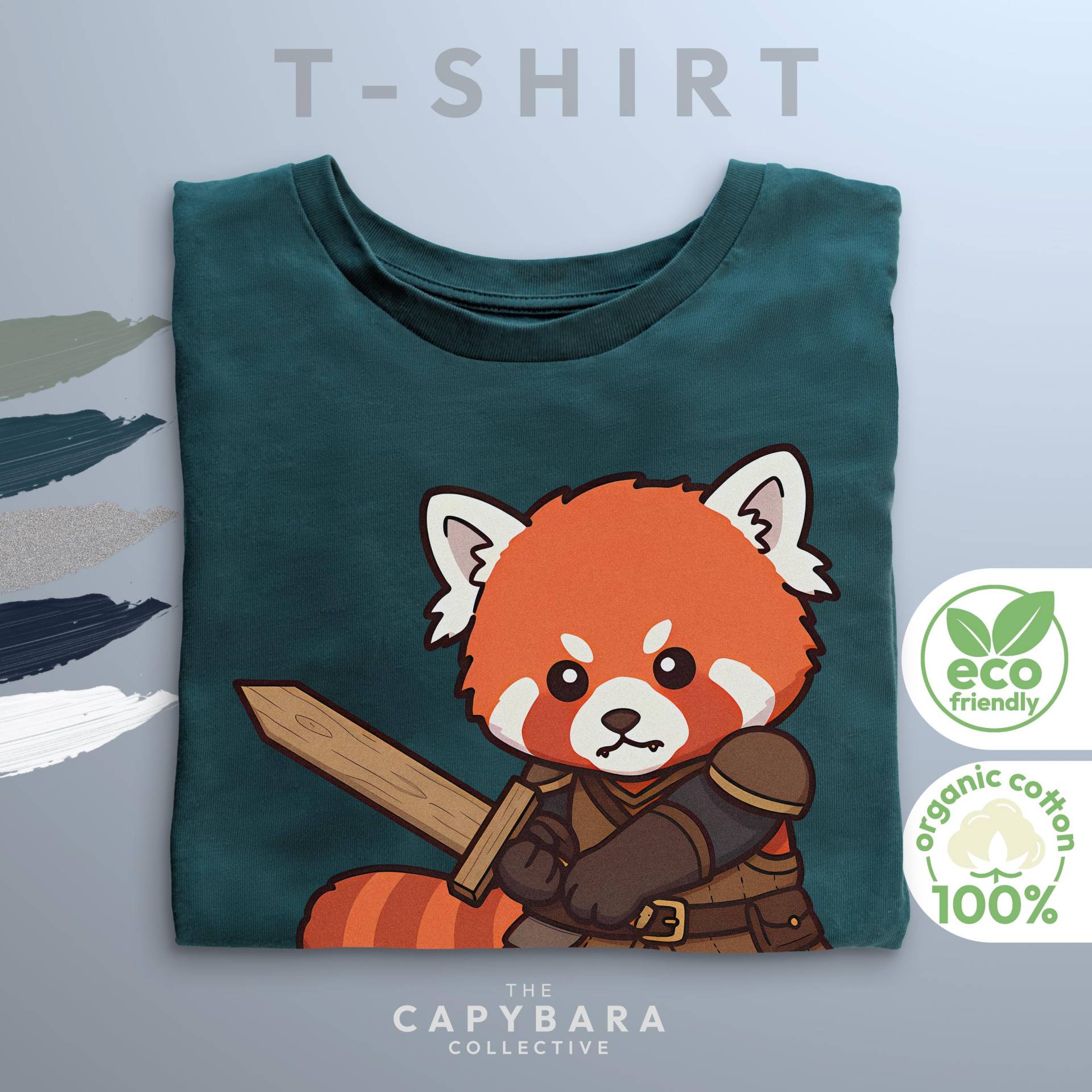 Roter Panda Krieger Damen T-Shirt | 100% Bio Baumwolle Larp Geschenk Öko Shirt Für Sie & Ihn Nachhaltiges Tierfreunde von CapybaraCollectiveDE