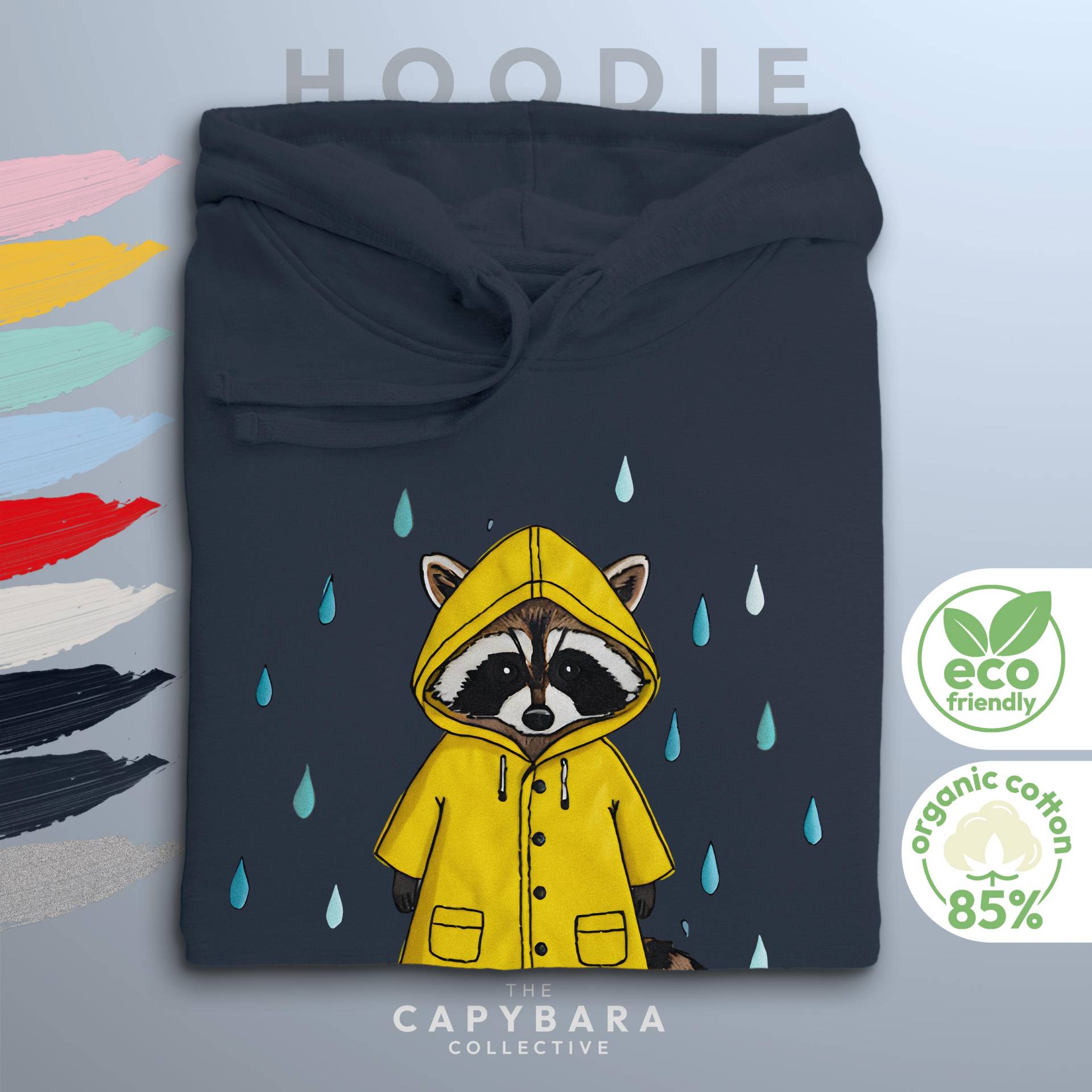 Waschbär Hoodie 85% Bio-Baumwolle | Süßer Im Regenmantel Öko Pullover Für Sie & Ihn Nachhaltiges Geschenk Tierfreunde von CapybaraCollectiveDE