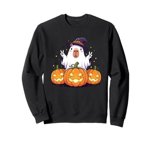Lustiger Capypara Ghost Pumpkin Boo Halloween Kinder Herren Damen Sweatshirt von Capypara Lovers Halloween Ghost Pumpkin Outfits