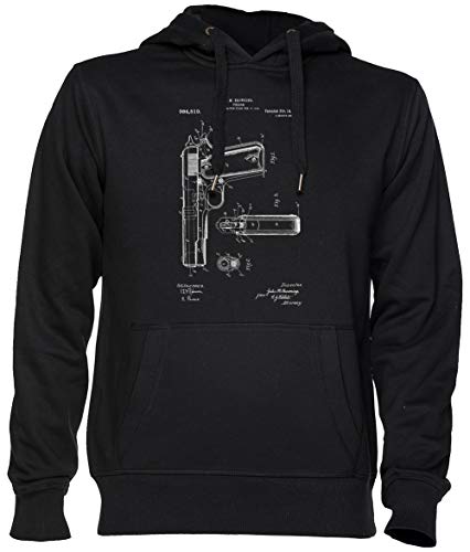 Capzy 1911 Patent Entwurf Schwarz Kapuzenpullover Sweatshirt Unisex Herren Damen Black Unisex Hoodie von Capzy