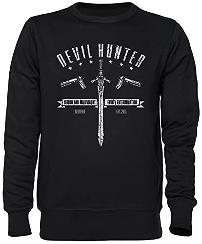 Capzy Devil Hunter Demon Schwarz Jumper Sweatshirt Unisex Herren Damen Größe M Black Unisex Jumper Size M von Capzy