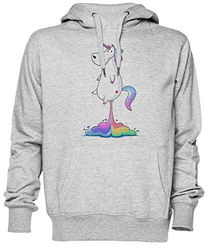Capzy Einhorn Furz Fliegend Grau Kapuzenpullover Sweatshirt Unisex Herren Damen Größe XL Grey Unisex Hoodie Size XL von Capzy