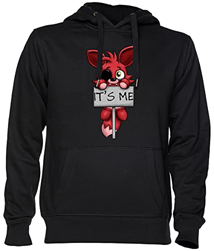 Capzy FNAF Plush Foxy It's Me Schwarz Kapuzenpullover Sweatshirt Unisex Herren Damen Größe S Black Unisex Hoodie Size S von Capzy