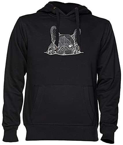 Capzy Französisch Bulldogge Hündchen Gott Schwarz Kapuzenpullover Sweatshirt Unisex Herren Damen Größe XXXL Black Unisex Hoodie Size XXXL von Capzy