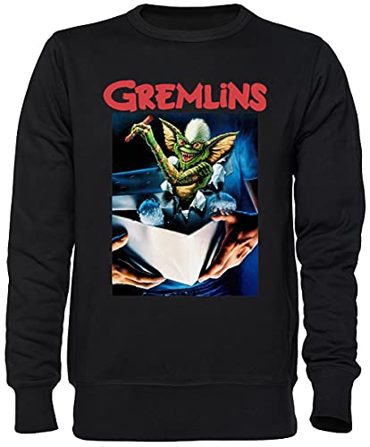 Capzy Gremlins Science Fiction Schwarz Jumper Sweatshirt Unisex Herren Damen Größe L Black Unisex Jumper Size L von Capzy