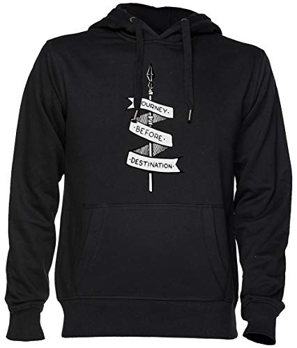 Capzy Journey Before Destination Schwarz Kapuzenpullover Sweatshirt Unisex Herren Damen Größe XXL Black Unisex Hoodie Size XXL von Capzy