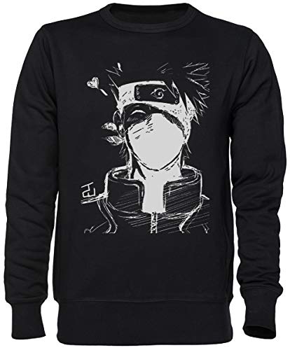 Capzy Kakashi Schwarz Jumper Sweatshirt Unisex Herren Damen Größe L Black Unisex Jumper Size L von Capzy