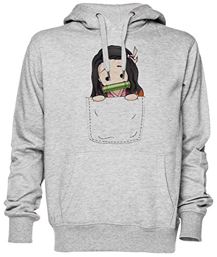Capzy Nezuko Tasche Grau Kapuzenpullover Sweatshirt Unisex Herren Damen Größe XL Grey Unisex Hoodie Size XL von Capzy