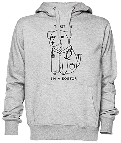 Capzy Trust Me I'm A Dogtor Grau Kapuzenpullover Sweatshirt Unisex Herren Damen Größe XL Grey Unisex Hoodie Size XL von Capzy