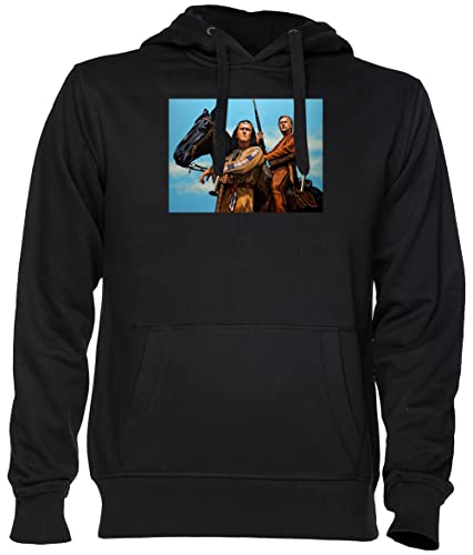 Capzy Winnetou Und Alte Shatterhand-Malerei Schwarz Kapuzenpullover Sweatshirt Unisex Herren Damen Black Unisex Hoodie von Capzy