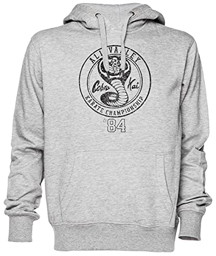 Cobra Kai Distressed Grau Kapuzenpullover Sweatshirt Unisex Herren Damen Größe M Grey Unisex Hoodie Size M von Capzy