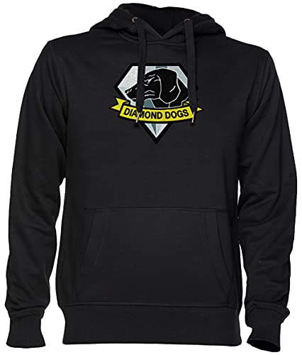 Metal Gear Solid Diamond Dogs Schwarz Kapuzenpullover Sweatshirt Unisex Herren Damen Größe L Black Unisex Hoodie Size L von Capzy