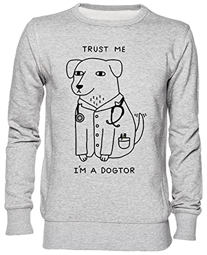 Trust Me I'm A Dogtor Grau Jumper Sweatshirt Unisex Herren Damen Größe S Grey Unisex Jumper Size S von Capzy