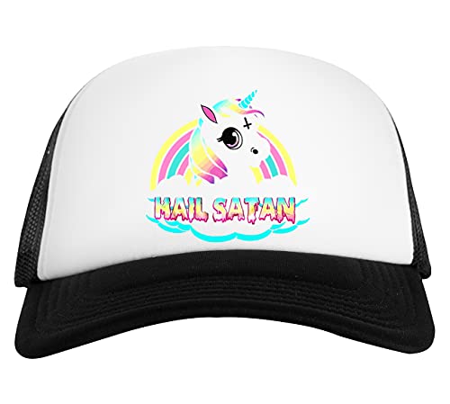 Unicorn Hail Satan Death Metal Weiß Schwarz Unisex Baseball Cap White Black von Capzy