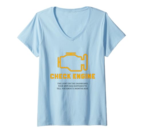 Damen Lustiges Motorkontrolllicht für Automechaniker T-Shirt mit V-Ausschnitt Damen Lustiges Motorkontrolllicht für Automechaniker T-Shirt mit V-Ausschnitt von Car Enthusiast And Auto Mechanic Gift Store