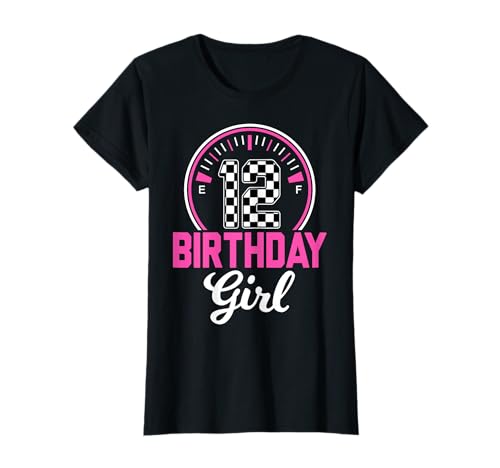 12th Birthday Girl Checkered Flag Car Racer 12 Years Old T-Shirt von Car Racing 12th Birthday Gifts Co.