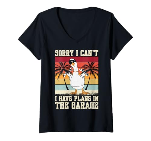 Damen Mechaniker - Sorry I Cant I Have Plans In The Garage T-Shirt mit V-Ausschnitt Damen Mechaniker - Sorry I Cant I Have Plans In The Garage T-Shirt mit V-Ausschnitt von Car Technician Design Outfit