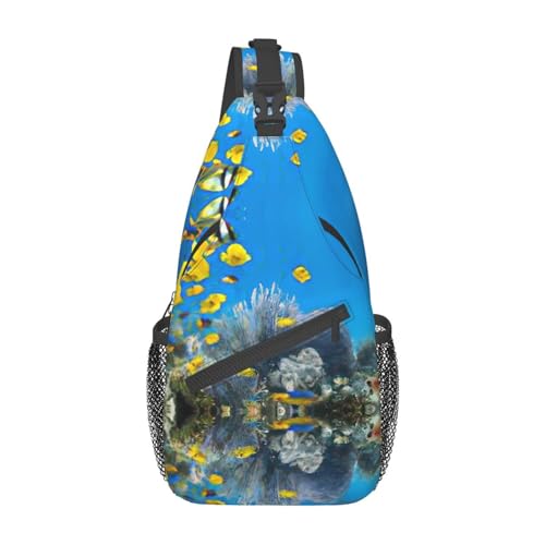 Blaugrüne Kreuz-Brusttasche, Mehrzweck-Tragetasche, hohe Haltbarkeit und Vielseitigkeit, Bunte Fische, Einheitsgröße von CarXs