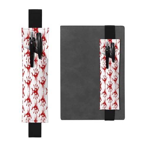 Bloody Handprints vielseitiger verstellbarer Leder-Stifthalter, Lesezeichen – perfektes Gummiband für Tagebücher, Tasche von CarXs