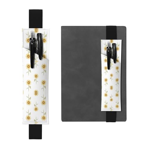 Blossoming Sunflowe, vielseitiger, verstellbarer Stifthalter aus Leder – perfektes elastisches Band, Tagebuch-Hülle von CarXs