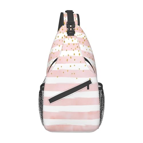 Brusttasche mit Wasserfall- und Blumenkreuz, diagonale Mehrzweck-Tragetasche, hohe Haltbarkeit und Vielseitigkeit, rosa streifen, Einheitsgröße von CarXs