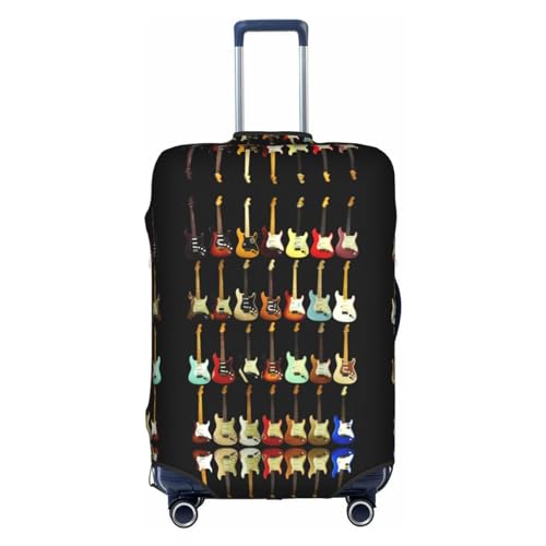 Cartoon-Vogel-Kofferhülle, dehnbar, doppelseitiger Druck, Schutz für Reisen, Gepäckzubehör, Kunst-Gitarren-Muster, L von CarXs