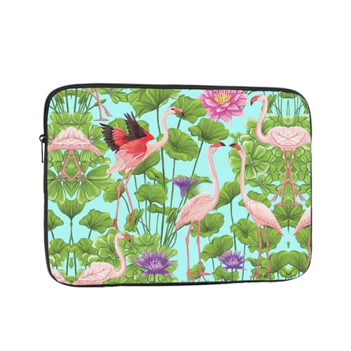 Flamingo Love Flowers Laptoptasche – schlanke Laptoptasche für 10-17 Zoll Geräte, ultra-schützende Laptop-Hülle Schultertasche von CarXs