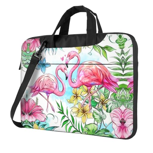 Fresh Succulents Multifunktionale Laptoptasche - Wasserdichte Arbeit Aktentasche Laptop Tasche - Ideal für Frauen und Männer, Flamingo Blumen, 15.6 inch von CarXs