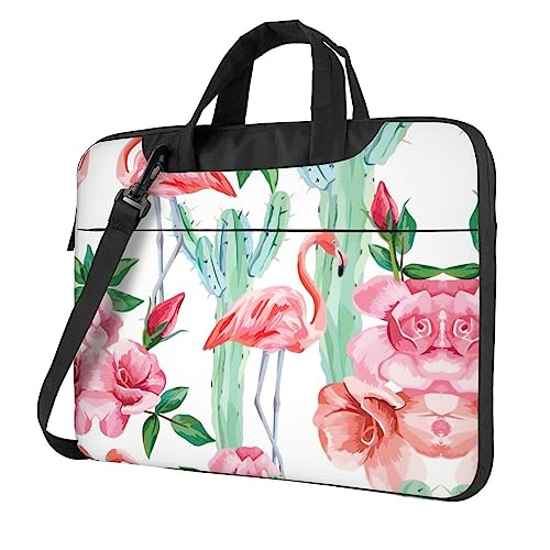 Fresh Succulents Multifunktionale Laptoptasche - Wasserdichte Arbeit Aktentasche Laptop Tasche - Ideal für Frauen und Männer, Kaktus Flamingo Rose Blumen, 14 inch von CarXs