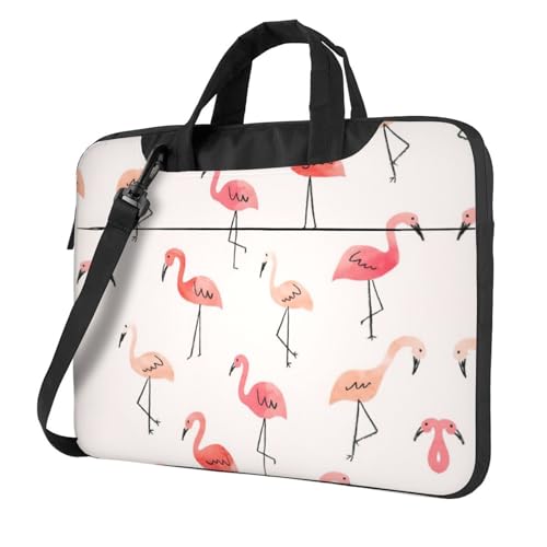 Graue gestreifte multifunktionale Laptoptasche – wasserdichte Arbeits-Aktentasche Laptoptasche – ideal für Damen und Herren, Flamingo, 13 inch von CarXs