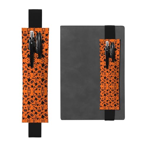 Halloween Vielseitiges, verstellbares Leder-Stifthalter-Lesezeichen – perfektes Gummiband Journals Sleeve Pouch von CarXs