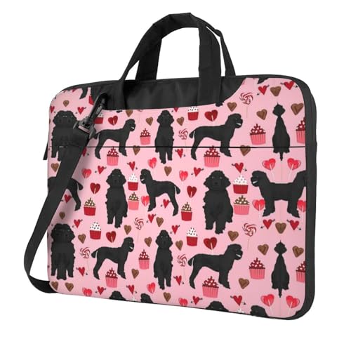 Hawaiian Flower Multifunktionale Laptoptasche - Wasserdichte Arbeit Aktentasche Laptop Tasche - Ideal für Frauen und Männer, Rosa Pudel Hunde, 15.6 inch von CarXs