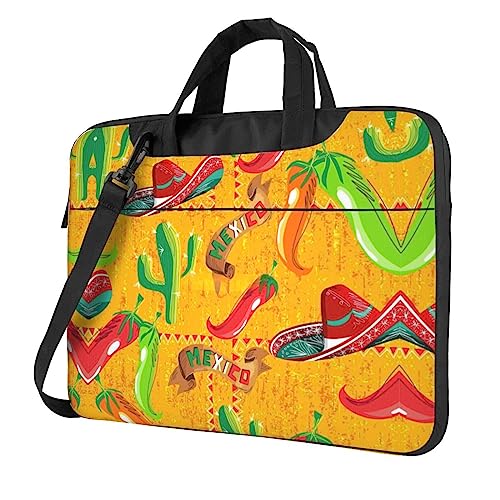 Kaktus Multifunktionale Laptoptasche - Wasserdichte Arbeit Aktentasche Laptop Tasche - Ideal für Damen und Herren, Kaktushut und Chilischote, 15.6 inch von CarXs