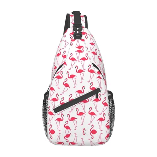 Kreuz-Brusttasche mit Blättern, Minzgrau, Mehrzweck-Tragetasche, hohe Haltbarkeit und Vielseitigkeit, Rosa Flamingo-Muster, Einheitsgröße von CarXs