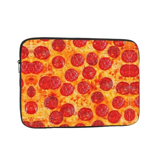 Laptoptasche mit schwarzen und weißen Streifen – schlanke Laptoptasche für 25,4-43,2 cm (10-17 Zoll) Geräte, ultra-schützende Laptop-Hülle Schultertasche, 3D Pizza Pepperoni, 10 inch von CarXs