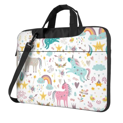 Lila Libelle Multifunktionale Laptoptasche - Wasserdichte Arbeit Aktentasche Laptop Tasche - Ideal für Frauen und Männer, Einhörner, Rosa, 13 inch von CarXs