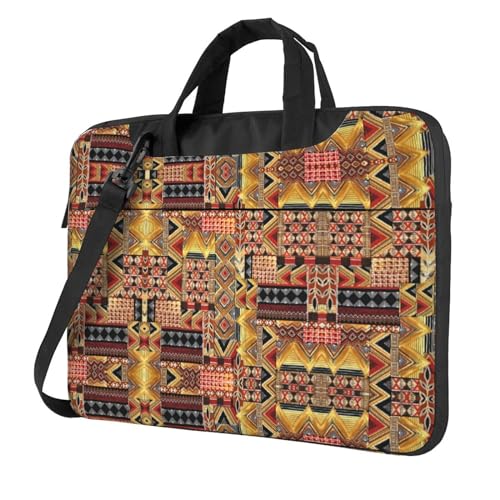 Multifunktionale Laptoptasche mit Vogelmuster, wasserdicht, Arbeits-Aktentasche, Laptoptasche, ideal für Damen und Herren, Patchwork Afrikanisches Textil, 14 inch von CarXs