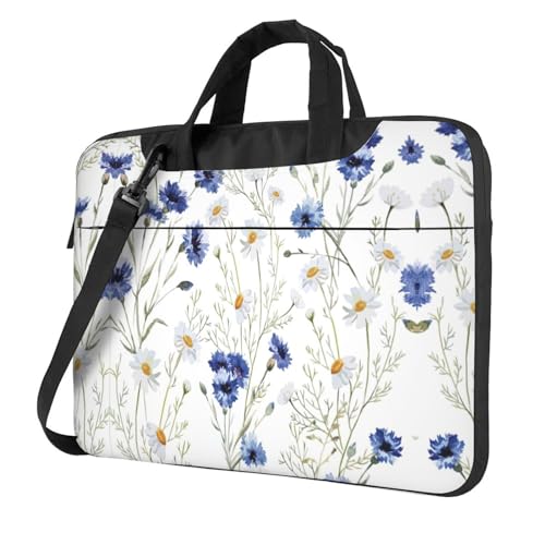 Plum Blossom Multifunktionale Laptoptasche - Wasserdichte Arbeit Aktentasche Laptop Tasche - Ideal für Damen und Herren, Blumen und Kornblumen, Gänseblümchen, 13 inch von CarXs