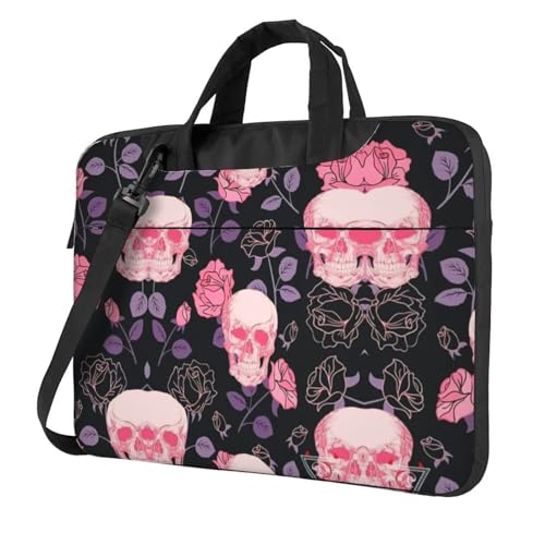 Purple Rose Skull Multifunktionale Laptoptasche - Wasserdichte Arbeit Aktentasche Laptop Tasche - Ideal für Frauen und Männer, Purple Rose Skull, 13 inch von CarXs