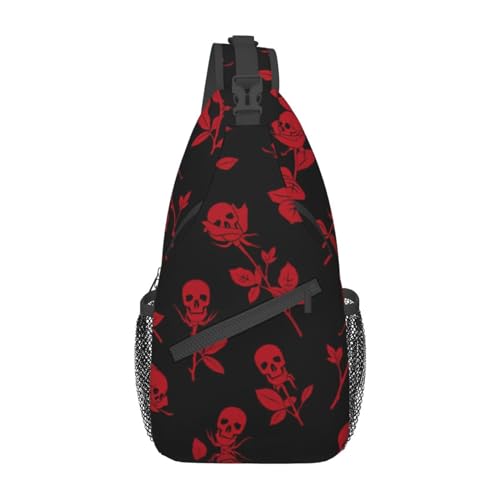 Red Rose Cross Brusttasche – Mehrzweck-Tragetasche – hohe Haltbarkeit und Vielseitigkeit, Totenkopf Rose, Einheitsgröße von CarXs