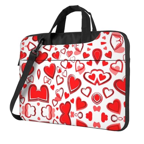 Romantische rote Herz-Multifunktions-Laptop-Tasche - wasserdichte Arbeit Aktentasche Laptop Tasche - Ideal für Frauen und Männer, Romantisches rotes Herz, 14 inch von CarXs
