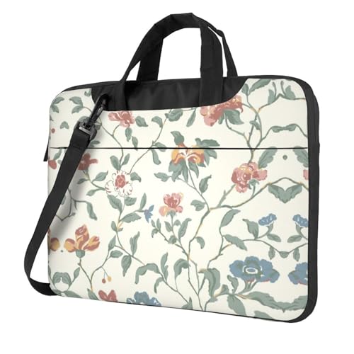 Rosa Blumen Blätter Multifunktionale Laptoptasche - Wasserdichte Arbeit Aktentasche Laptop Tasche - Ideal für Frauen und Männer, Rosa Blumen und Blätter, 14 inch von CarXs