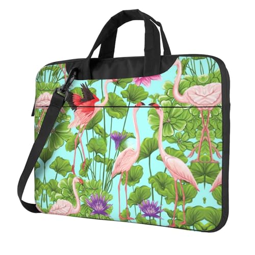 Schöne Sonnenblume Multifunktionale Laptoptasche - Wasserdichte Arbeit Aktentasche Laptop Tasche - Ideal für Frauen und Männer, Flamingo Love Flowers, 14 inch von CarXs