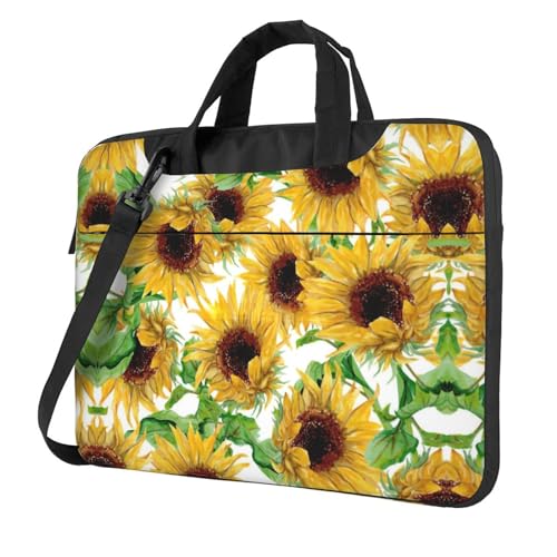 Seestern Küstenwolle Multifunktionale Laptoptasche - Wasserdichte Arbeit Aktentasche Laptop Tasche - Ideal für Frauen und Männer, Gelbe Sonnenblumen, 13 inch von CarXs