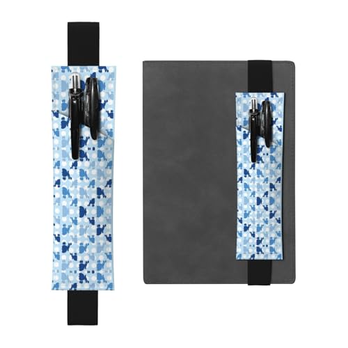 Stiftehalter aus Leder mit blauem Pudel, vielseitig, verstellbar, perfektes Gummiband für Tagebücher von CarXs