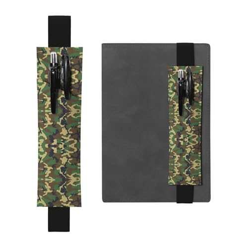 Verstellbarer Stifthalter, Lesezeichen, Leder, Militär-Design, Tarnmuster, Grün – abnehmbare Hülle für Tagebücher und Handplaner von CarXs