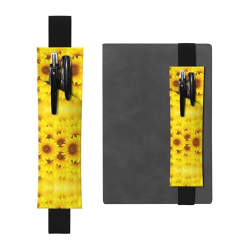 Vielseitiger verstellbarer Stifthalter aus Leder mit gelber Sonnenblume – perfektes Gummiband für Tagebücher von CarXs