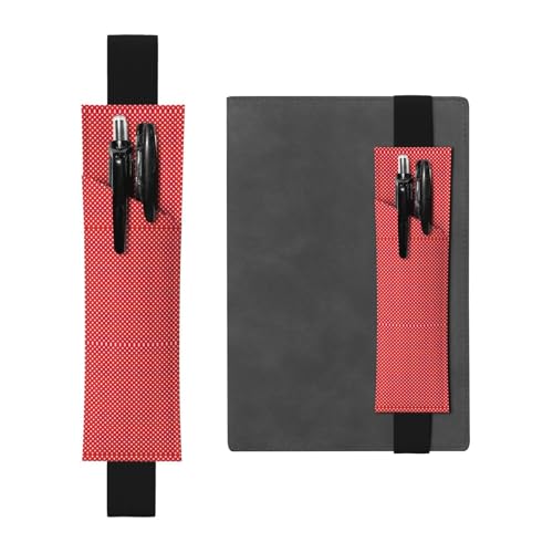 Vielseitiger verstellbarer Stifthalter aus Leder mit roten und weißen Punkten – perfektes Gummiband für Tagebücher von CarXs